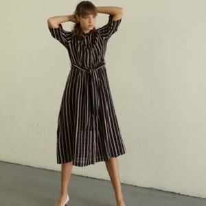 Ace & Jig COCO Striped Midi Dress Black/Peach Size M